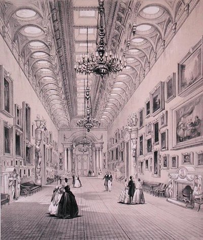 De schilderijengalerij, Buckingham Palace, gegraveerd door C. Graf, c.1880 door Charlotte (after) Campbell