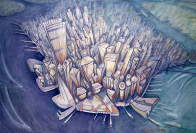 Manhattan van bovenaf door Charlotte Johnson Wahl