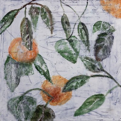 Sinaasappels en groene bladeren door Charlotte Olsson