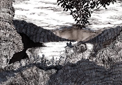 Mistig landschap, 2020 door Charlotte Orr