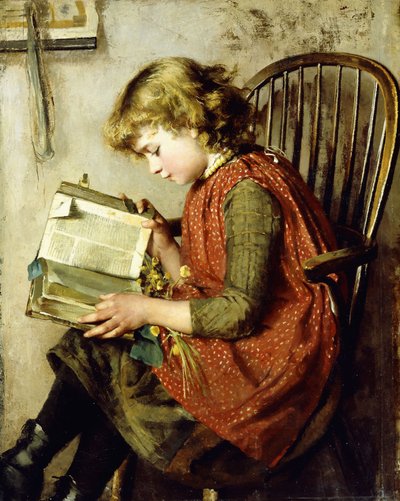 Een jong meisje lezend, 1890 door Charlotte Weeks