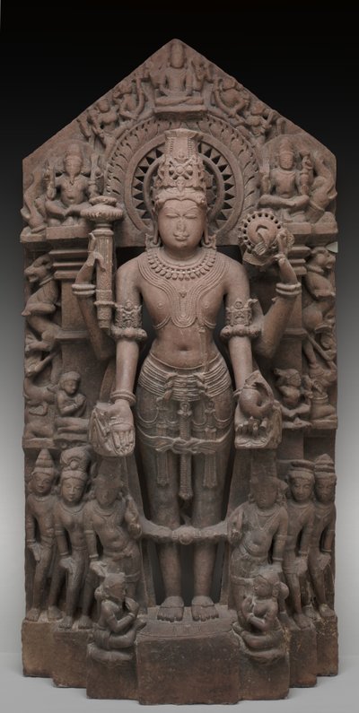 Vishnu en begeleiders, ca. 1026 AD door Chaulukya dynasty (c.940 1244) Indian school
