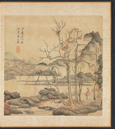 Schilderijen naar Oude Meesters: Daoïst en Kraanvogel in Herfstlandschap, 1598-1652 door Chen Hongshou