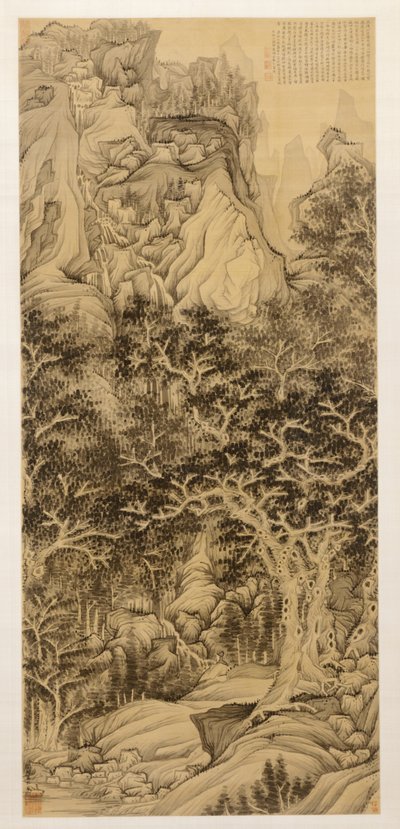 De Berg van Vijf Watervallen, 1650 door Chen Hongshou