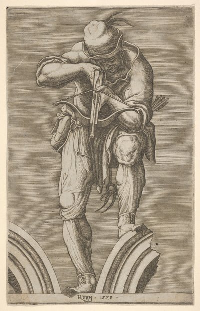 Een Man die een Kruisboog Schiet, 1579 door Cherubino Alberti