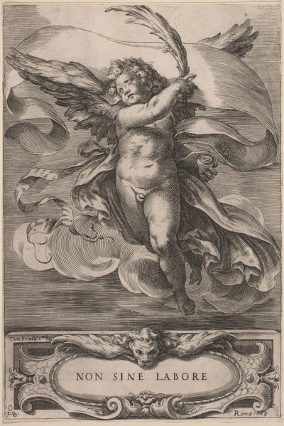 Een allegorisch figuur: Non sine labore door Cherubino Alberti