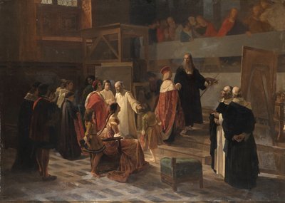 Ludovico il Moro bezoekt Leonardo da Vinci in de refter van het Santa Maria delle Grazie-klooster door Cherubino Cornienti