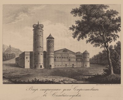 Oud Huis van de Stroganov-familie in Solvychegodsk, 1842 door Chessky