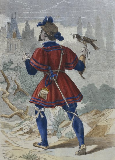 Valkenier in het huishouden van François Ier in de 16e eeuw, illustratie uit 