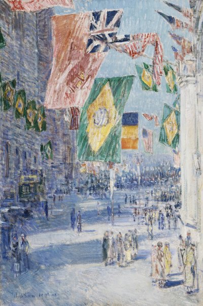 Avenue of the Allies: Brazilië, België door Childe Frederick Hassam
