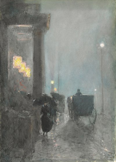 Fifth Avenue, Avond door Childe Frederick Hassam