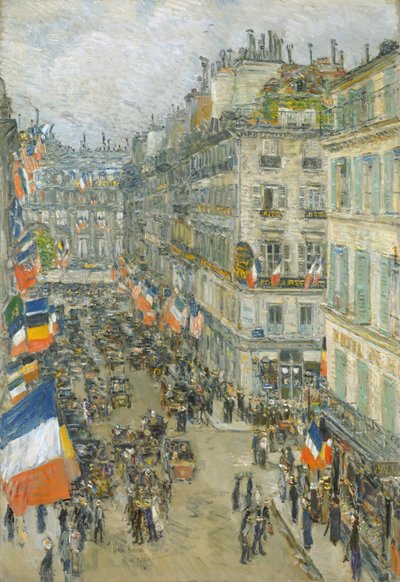 Veertiende juli, Rue Daunou door Childe Frederick Hassam