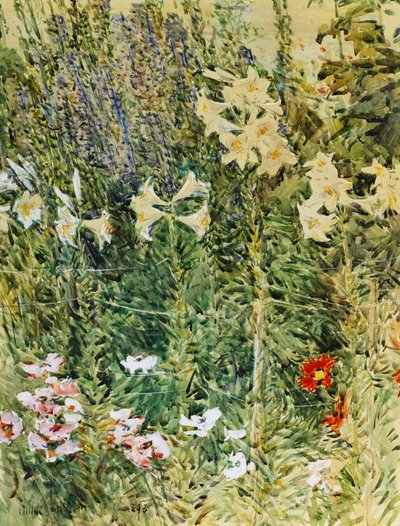 Ridderspoor en Lelies door Childe Frederick Hassam