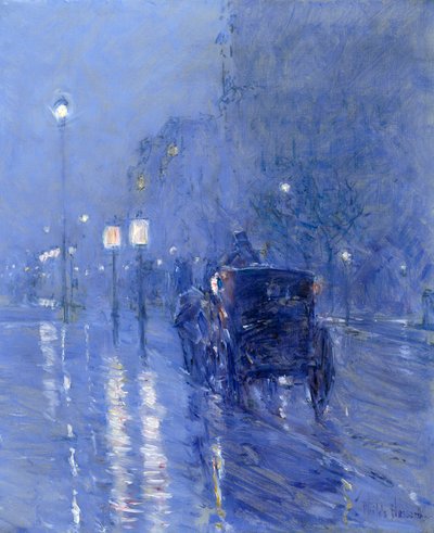 Regenachtige Middernacht, late jaren 1890 door Childe Frederick Hassam