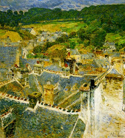 Daken, Pont-Aven, Bretagne door Childe Frederick Hassam