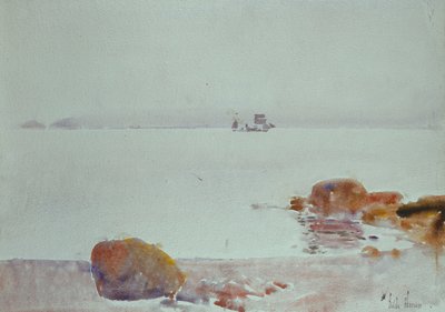Zeegezicht door Childe Frederick Hassam