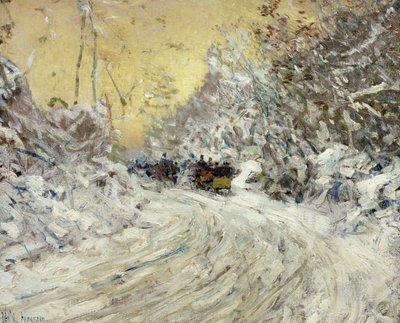 Sleerit in Central Park door Childe Frederick Hassam