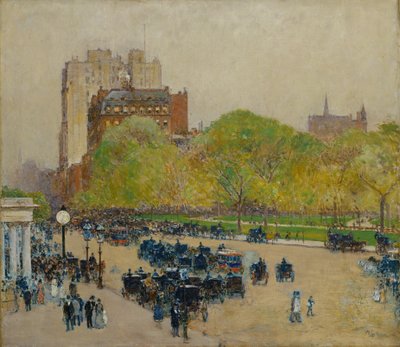 Lenteochtend in het hart van de stad door Childe Frederick Hassam