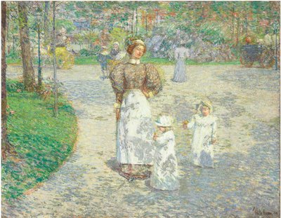 Lente in Central Park door Childe Frederick Hassam