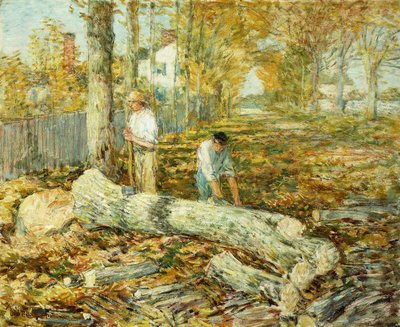 Houthakkers (De oude iep) door Childe Frederick Hassam