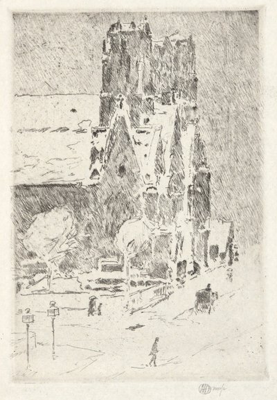 Calvariekerk in de Sneeuw door Childe Hassam