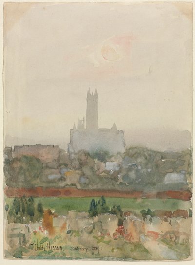 Canterbury Kathedraal recto, 1889 door Childe Hassam