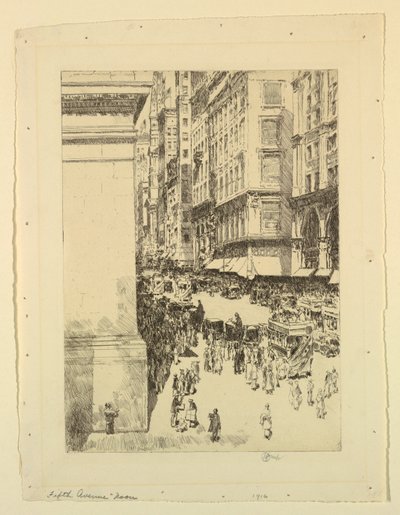 Fifth Avenue, middag door Childe Hassam