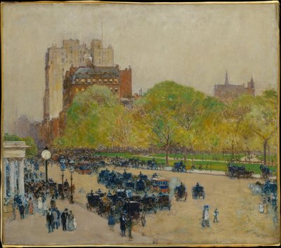 Lentemorgen in het hart van de stad door Childe Hassam
