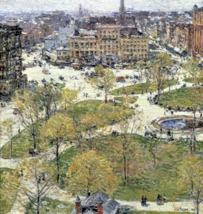 Union Square in de lente, 1896 door Childe Hassam