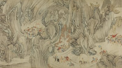 Een jacht in de bergen van de hemel, late Ming-vroege Qing-dynastie door Chinese School