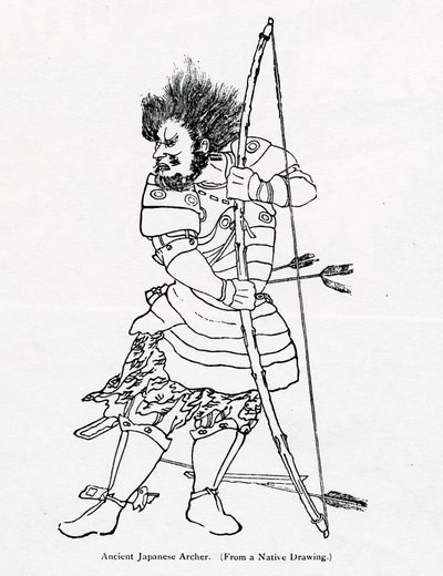 Een oude Japanse boogschutter, illustratie uit 