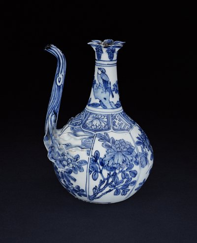 Blauw-witte kraak granaatappelkan beschilderd met vogels en bloemen, Wanli, 1580-1600 (porselein) door Chinese School