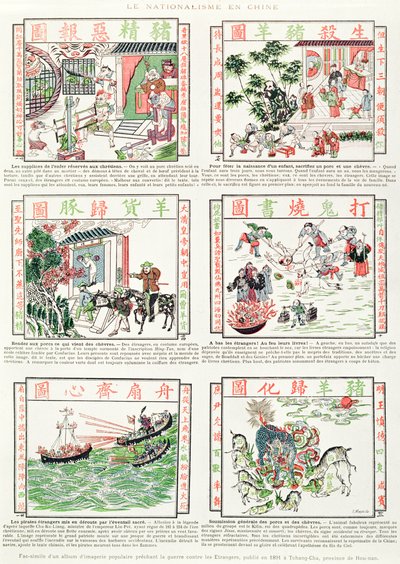 Chinese nationalistische en anti-Europese afbeeldingen, uit een facsimile-album van populaire afbeeldingen die oorlog tegen buitenlanders prediken, 1891 door Chinese School