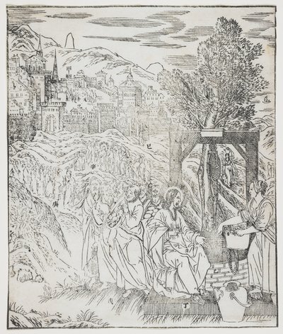Christus bij de bron, plaat uit Giulio Alenis Tianzhu jiangsheng zhuxiang jingjie (Een geïllustreerde geschiedenis van de Heer des Hemels die vleesgeworden is) door Chinese School