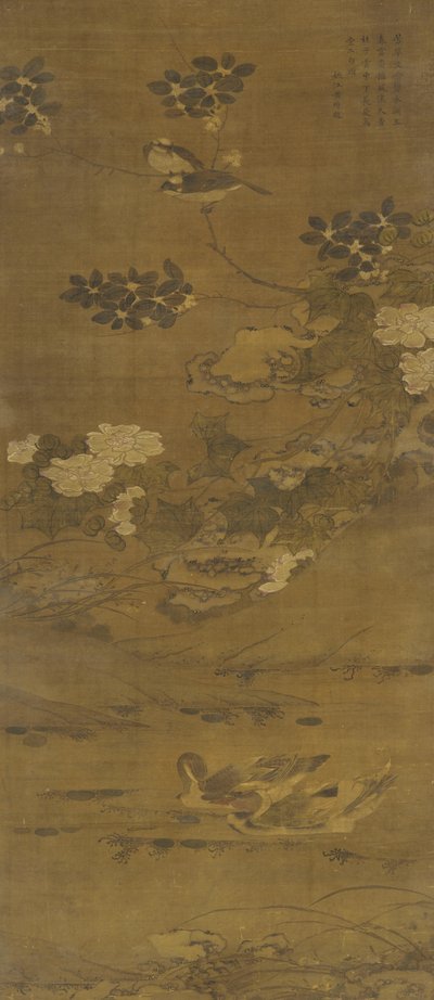Bloemen, Eenden en andere Vogels, Ming of Qing dynastie, 15e-18e eeuw door Chinese School