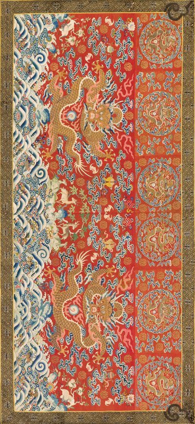 Wandkleed (met drakendesign), 1736-95 door Chinese School