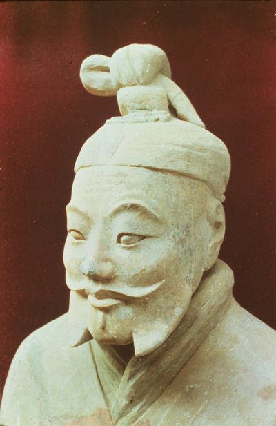 Hoofd van een krijger, Terracottaleger, Qin-dynastie, 210 v.Chr. (detail) door Chinese School