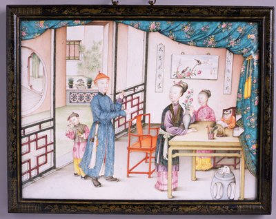 Keizerlijk Canton-paneel, Qianlong-periode, 1736-95 (repousse email) door Chinese School