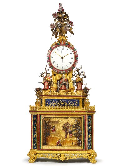 Keizerlijke slag-, muziek- en automaatklok "Daoïstische Onsterfelijke", Guangzhou werkplaatsen, Qianlong periode, 1736-95 door Chinese School