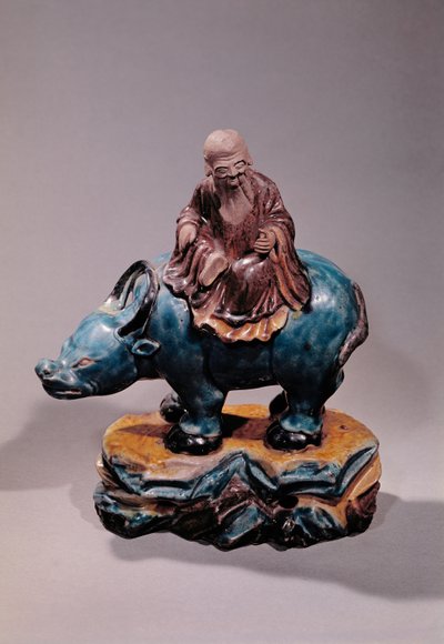 Lao-Tzu op zijn buffel, Qing-dynastie door Chinese School