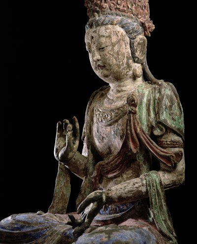 Grote zittende bodhisattva met opgeheven handen, Jin-dynastie (1115-1234) (detail) door Chinese School