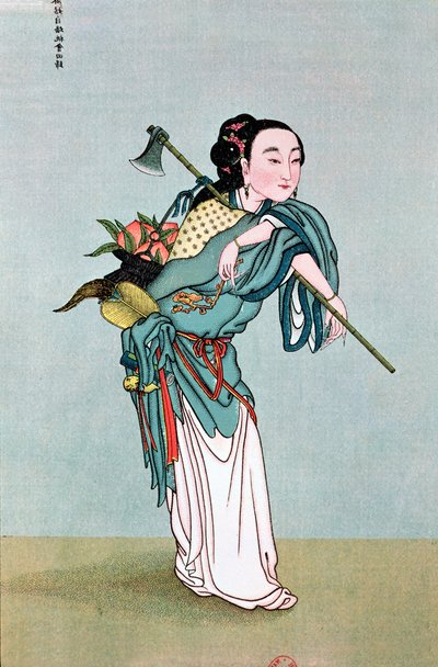 Ma Kou draagt geneeskrachtige planten, uit een werk van pater Henri Dore door Chinese School