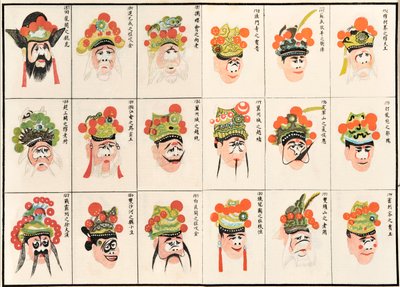 Make-up ontwerpen voor Chinese operakarakters door Chinese School