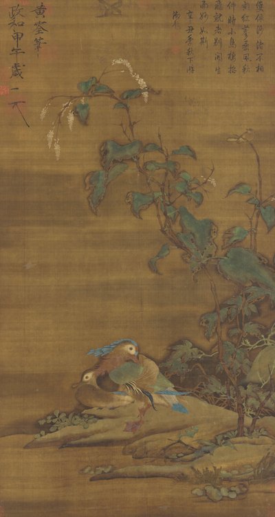 Mandarijneenden onder smartweed, Ming of Qing dynastie door Chinese School