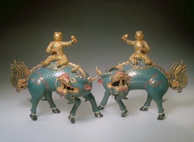 Paar Qilin, Qianlong-periode (1736-95) door Chinese School