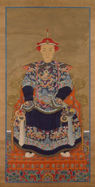 Portret van Keizer Qianlong als jonge man, Hangende Rol door Chinese School