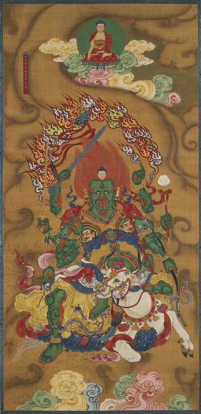 De Boeddhistische Beschermer Mahabala, uit een Boeddhistisch Land- en Waterritueel Set door Chinese School