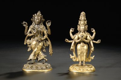 Tibeto-Chinese figuur van een bodhisattva door Chinese School