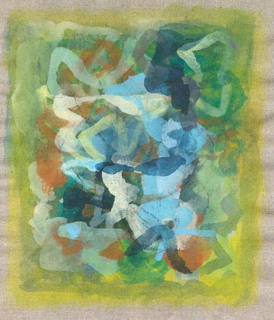 Abstracte compositie III, 2023 (gemengde techniek - acrylinkt, aquarel  houtskool op linnen) door Ching Fun Tso