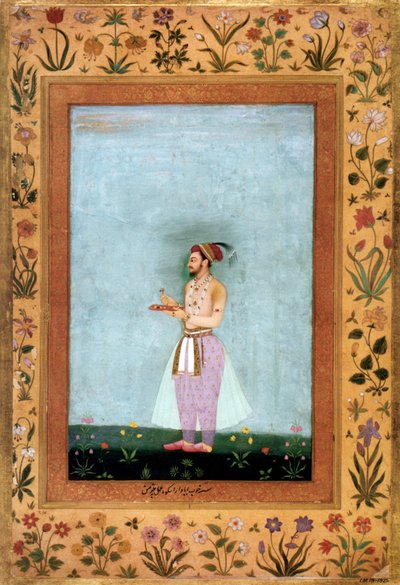 Mogolprins Dara Shokuh met een dienblad met juwelen, ca. 1640 (miniatuur) door Chitarman Chitarman